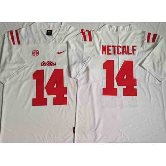 Ole Miss Rebels White #14 METCALF